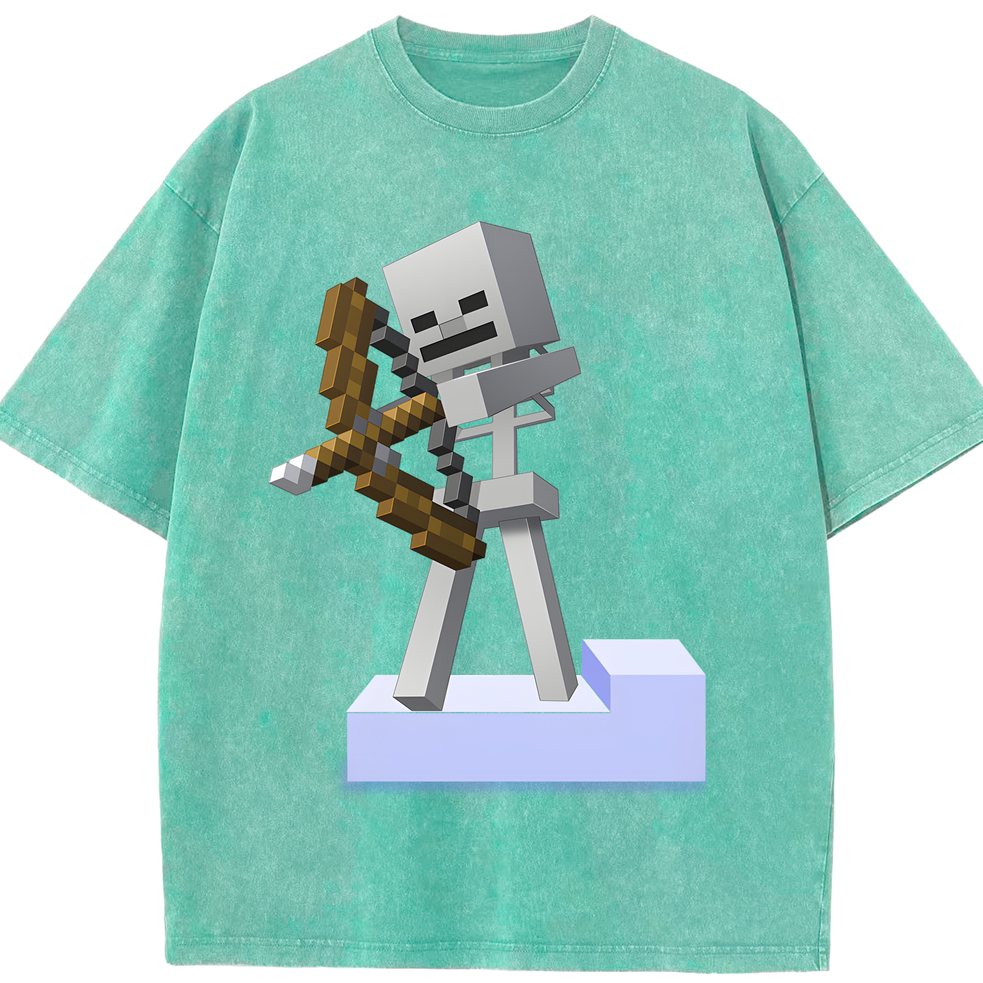 （画像用） マインクラフト ブロックの世界 Minecraft MC Block world 綿100% ヴィンテージ風 半袖Tシャツ（フロントプリント）